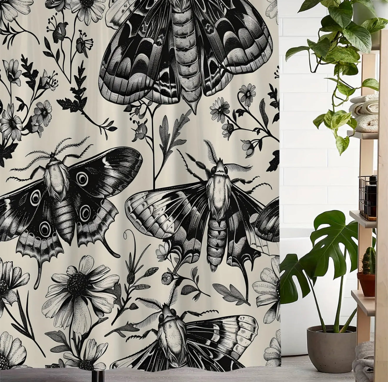 Butterfly Floral Shower Curtain